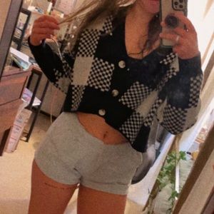 Tilly’s checkered cropped cardigan